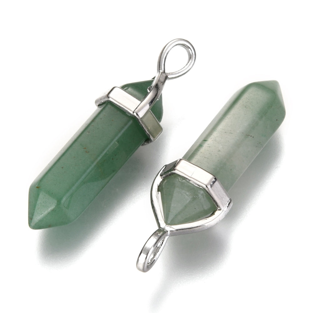 Lot De 2 Pendentifs En Aventurine Naturelle - Pierre Ronde 29 Mm