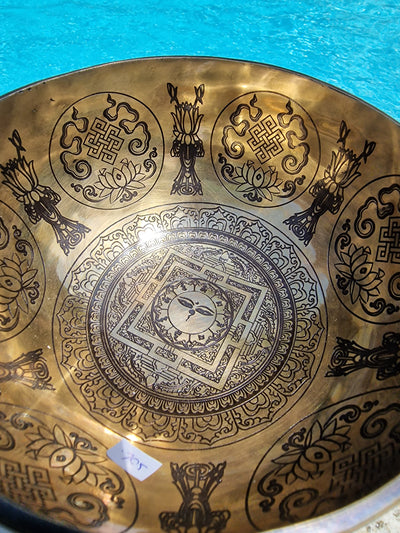 Bol Chantant Tibétain - Cho-pa Gravé avec symbole sacrée 15 cm