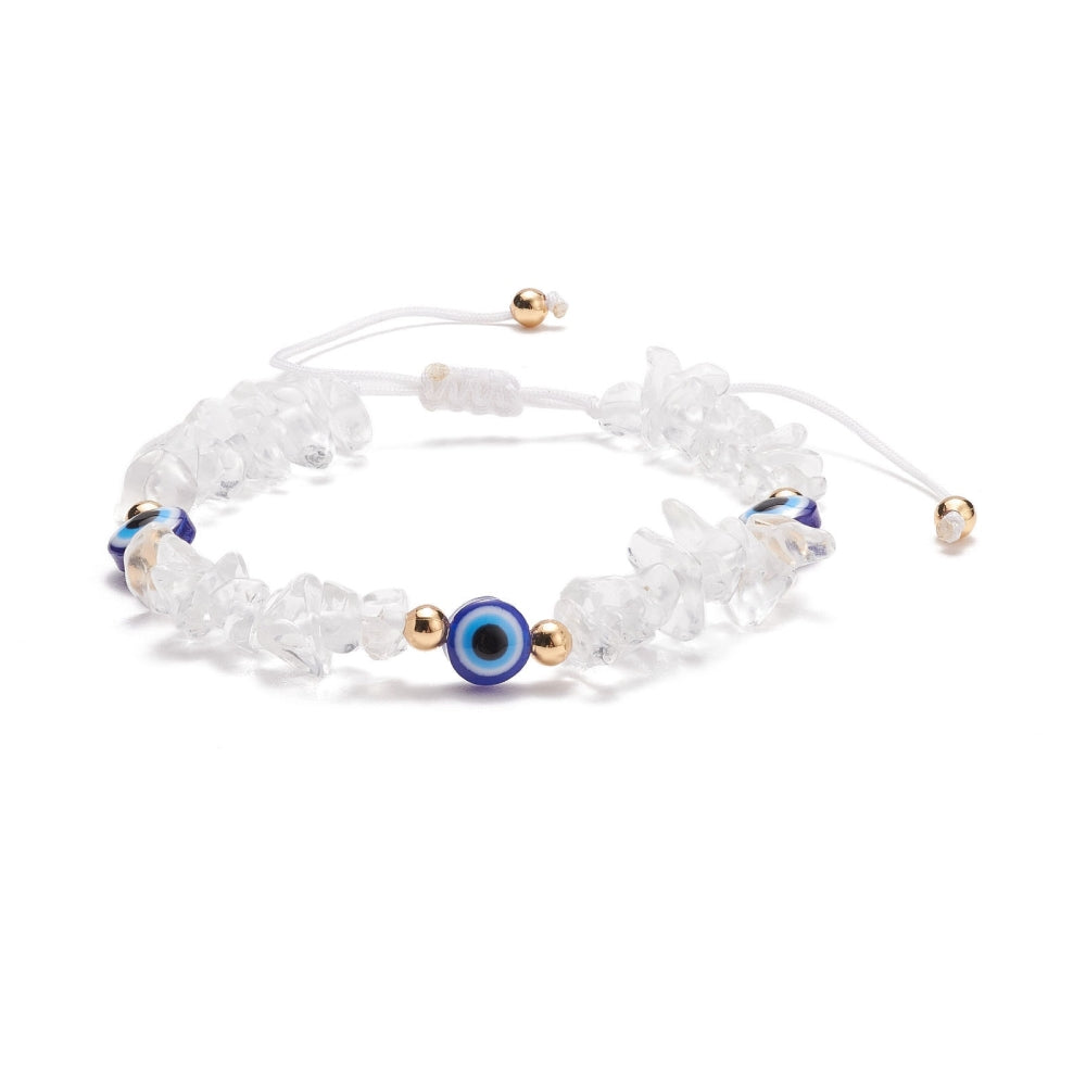 Bracelet cordon cristal de roche et protection mauvais œil’