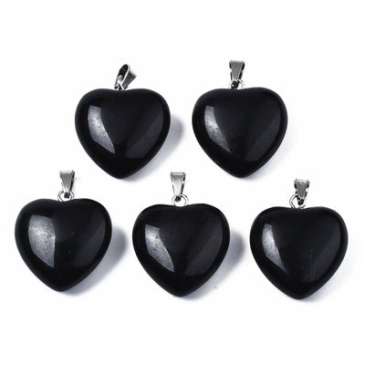 Pendentif en obsidienne en forme de cœur