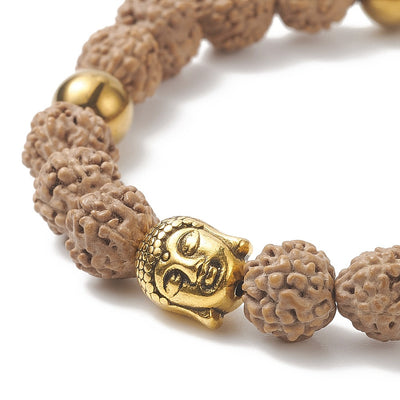 Bracelet Rudrashka bouddha et perle de 6mm