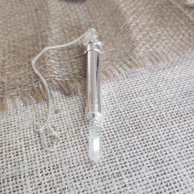 Pendule cristal pointe tube métal et sphère