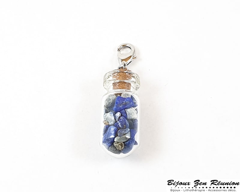 Pendentif bouteille et lapis lazuli - Bijoux zen Réunion